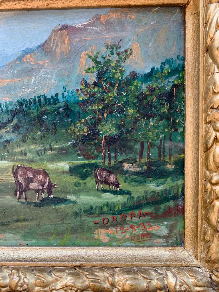 Oil on Canvas Painting of Landscape "Oropa" by Roffa from 1933