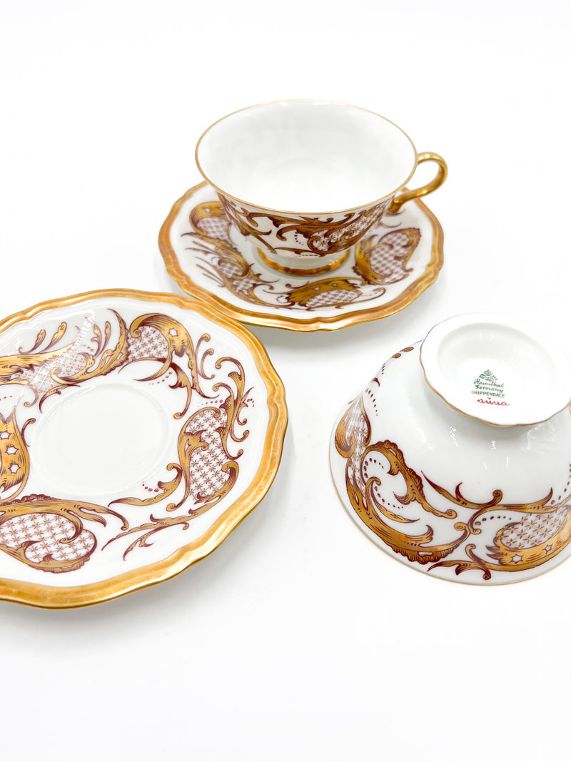 Servizio da Dodici da tè / caffè in Porcellana di Rosenthal Rosso e Oro