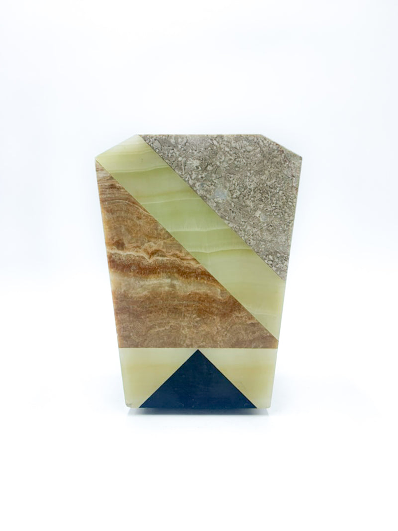 Squared vase in colored marble from the 1960s