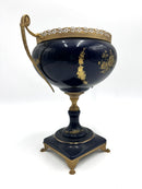 Vaso in Ceramica Francese Blu e Bronzo Anni 40