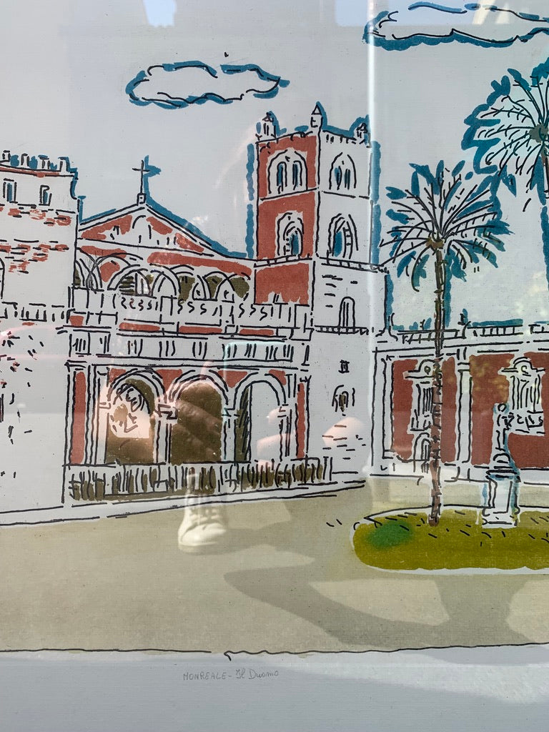 Litografia "Il Duomo di Monreale" di Orfeo Tamburi Anni 70