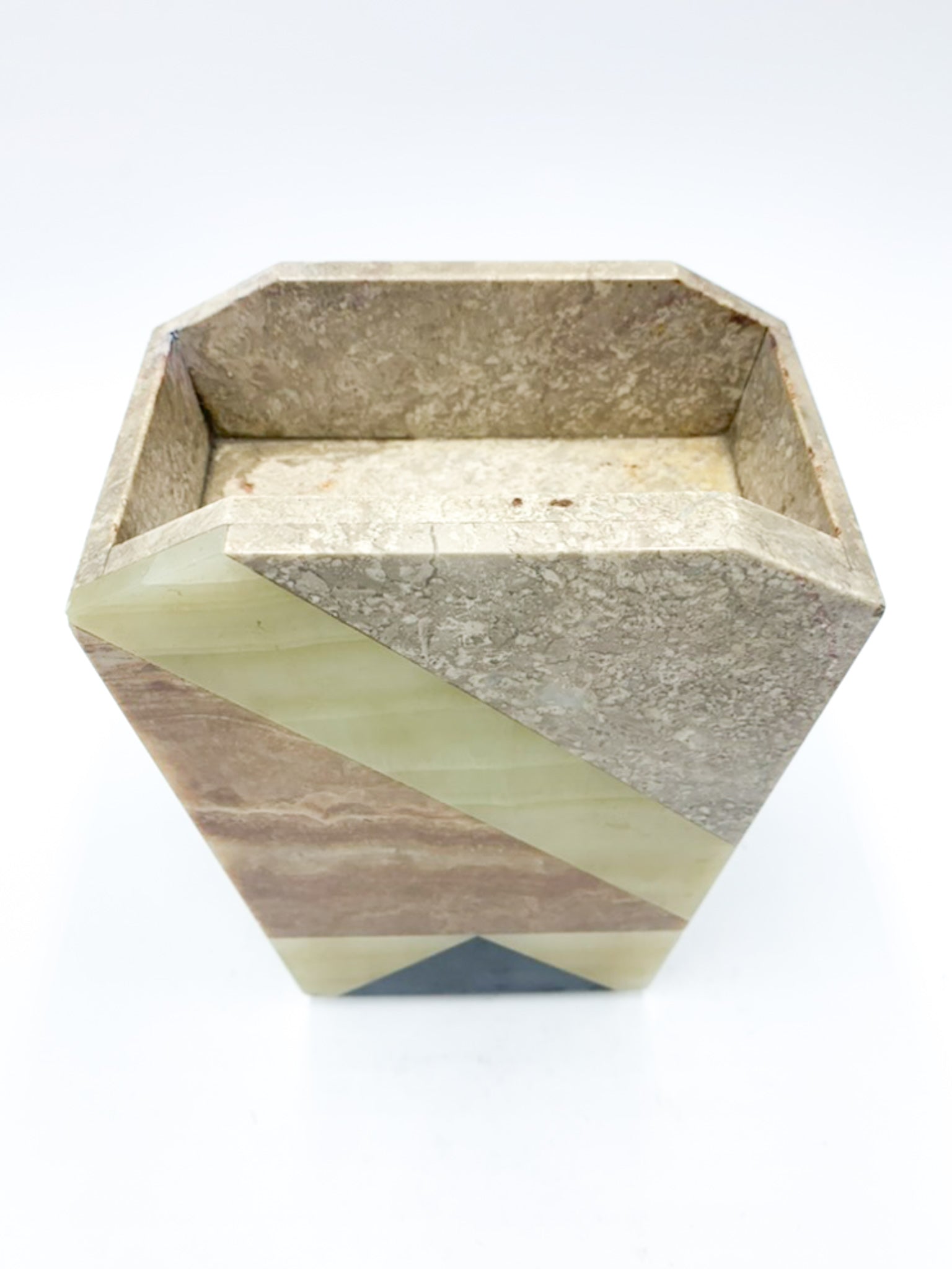 Vaso Squadrato in Marmo Colorato Anni 60