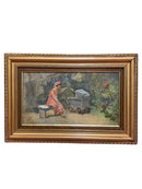 Dipinto Olio su Tela di Maternità di Attilio Melo Anni 50