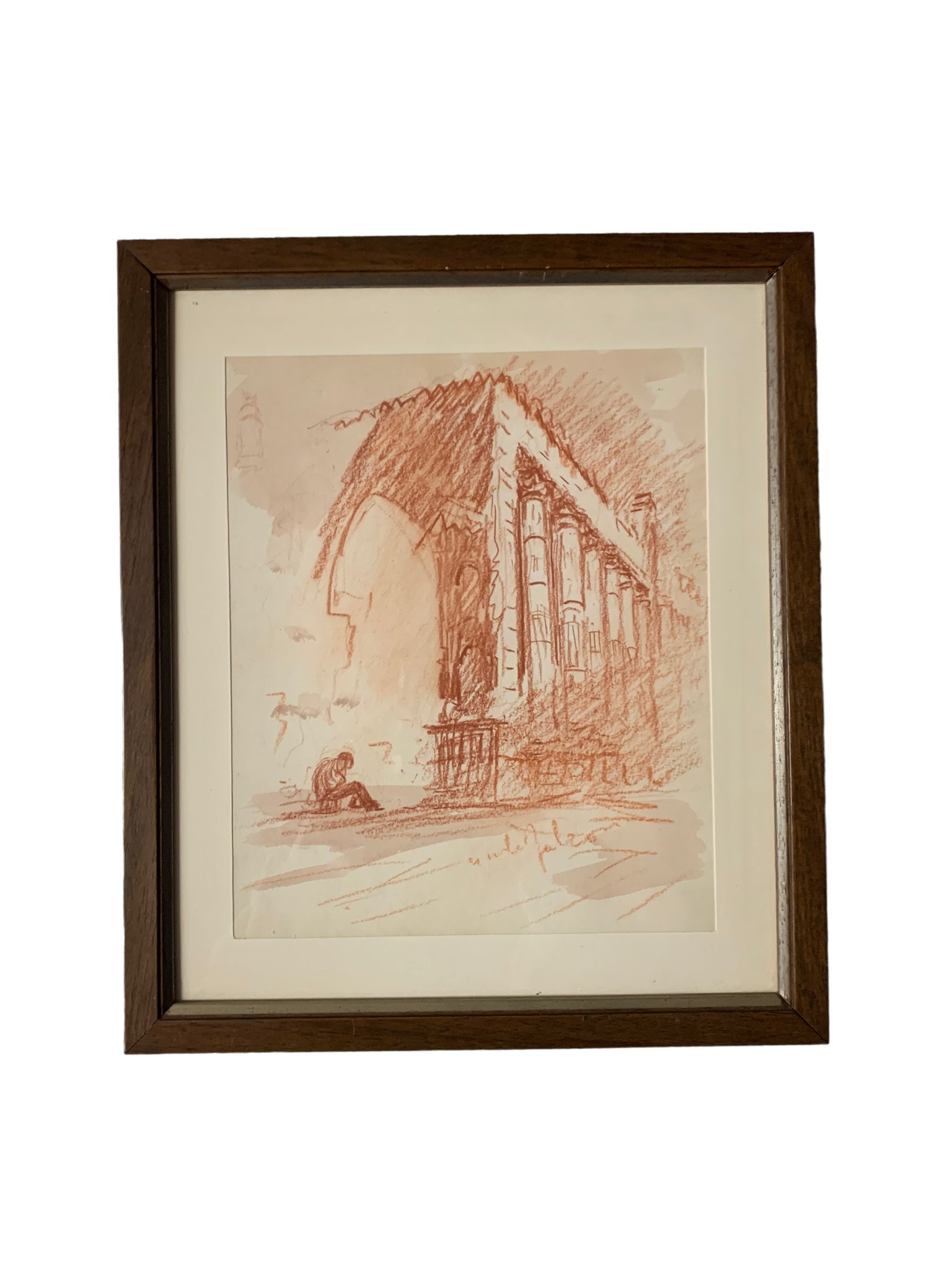 Set di Quattro Disegni Sanguigni di Giulio Falzoni in Pastello e Acquerello Anni 60