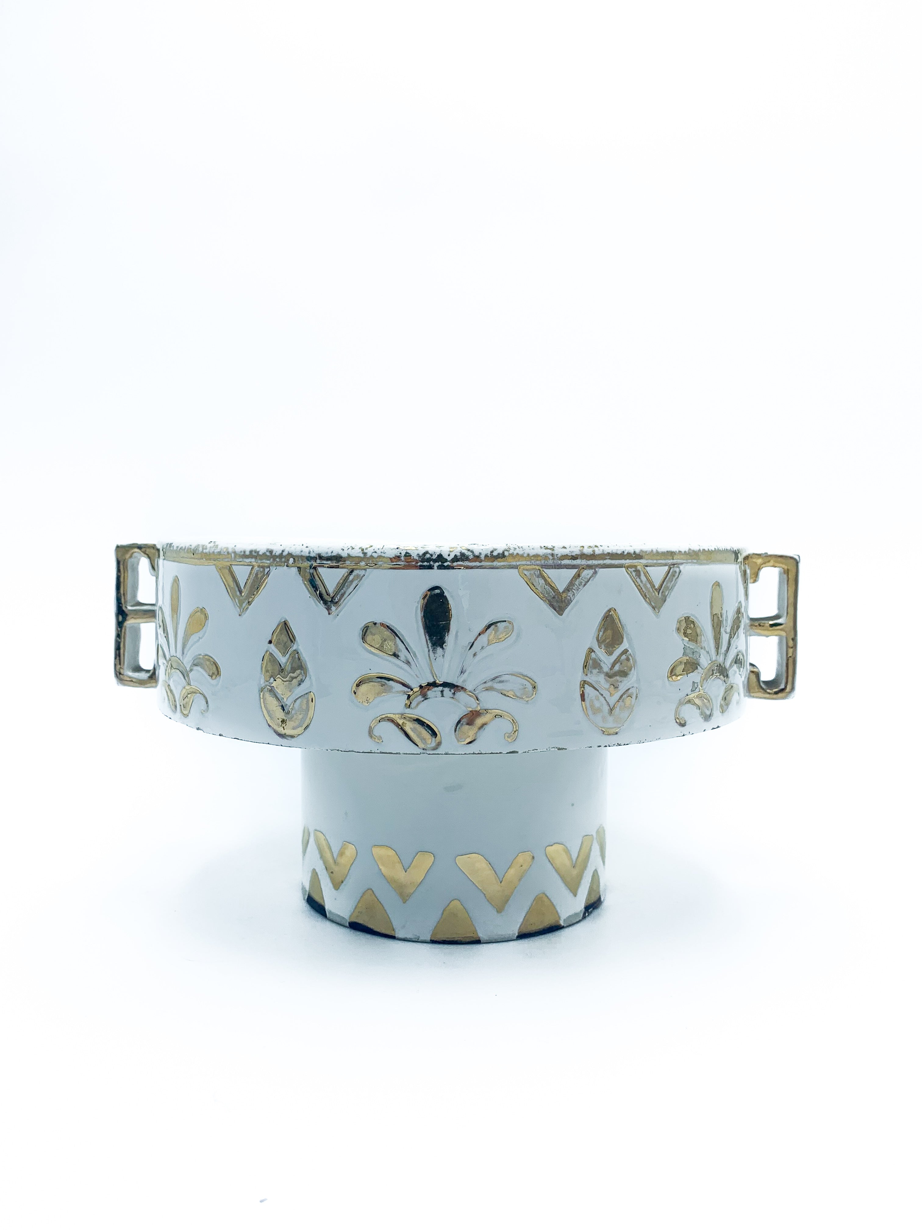 Vaso in Ceramica di Perugia Etruria Bianco e Dorato