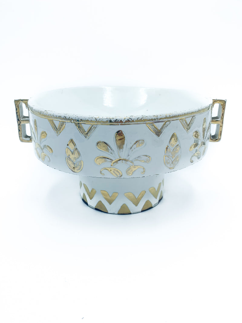 Vaso in Ceramica di Perugia Etruria Bianco e Dorato