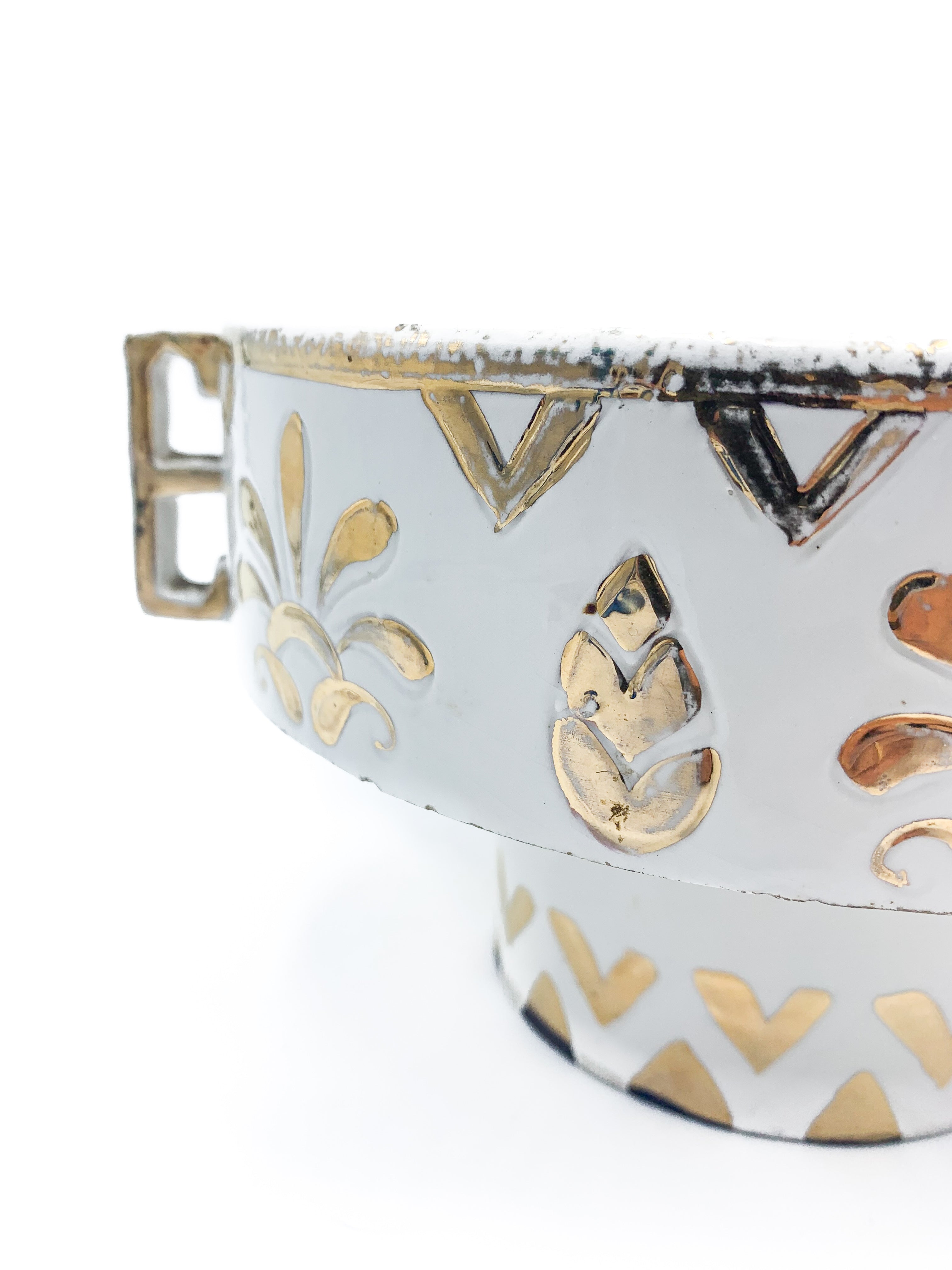 Vaso in Ceramica di Perugia Etruria Bianco e Dorato