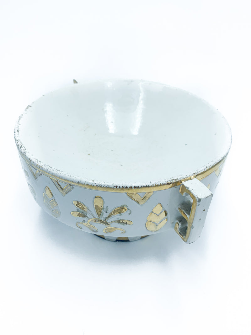 Vase in Ceramic of Perugia Etruria White and Gold