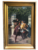 Dipinto di Scena Medievale Olio su Tela 1800