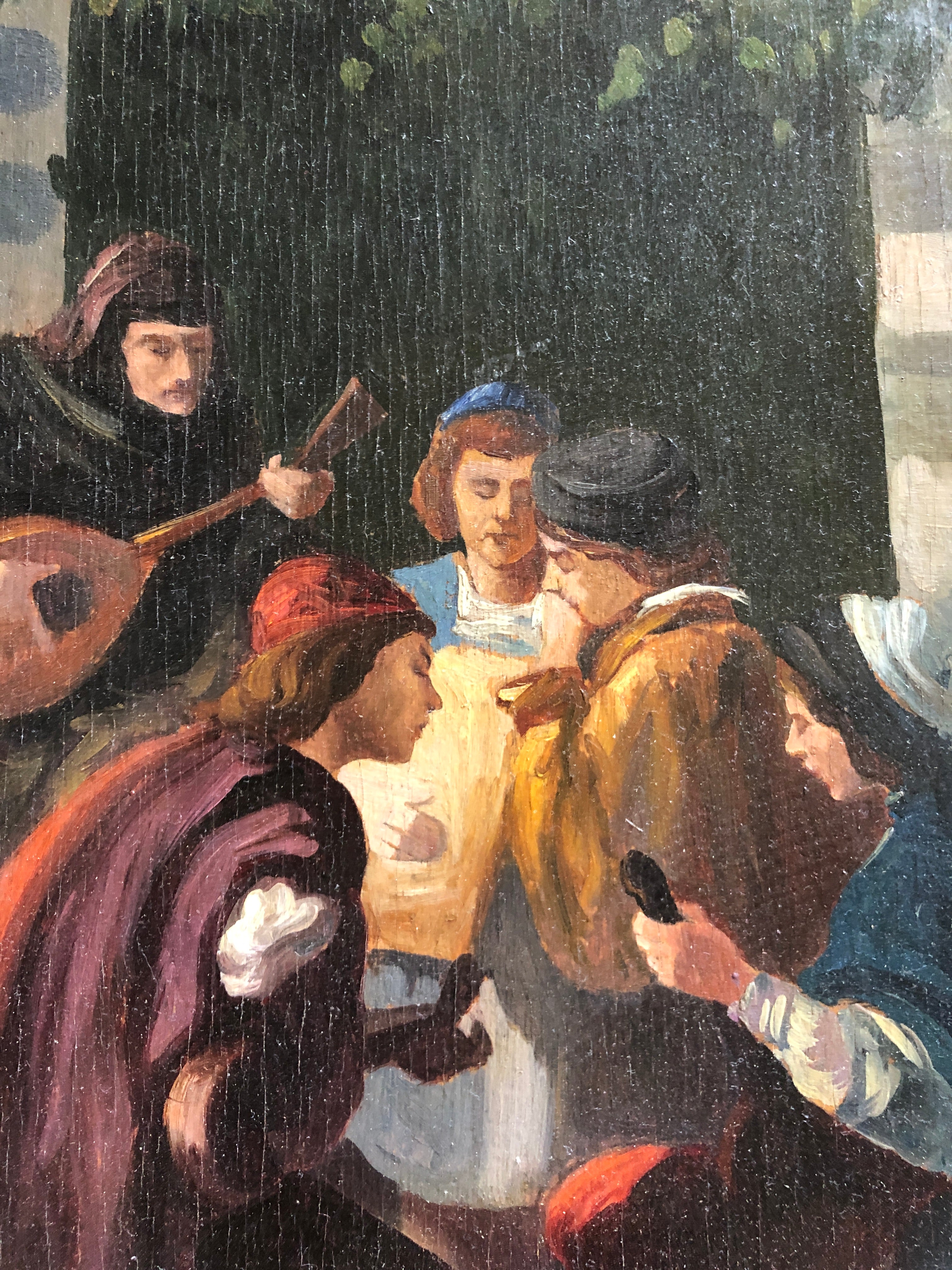 Medieval Scene Oil Painting on Canvas 1800