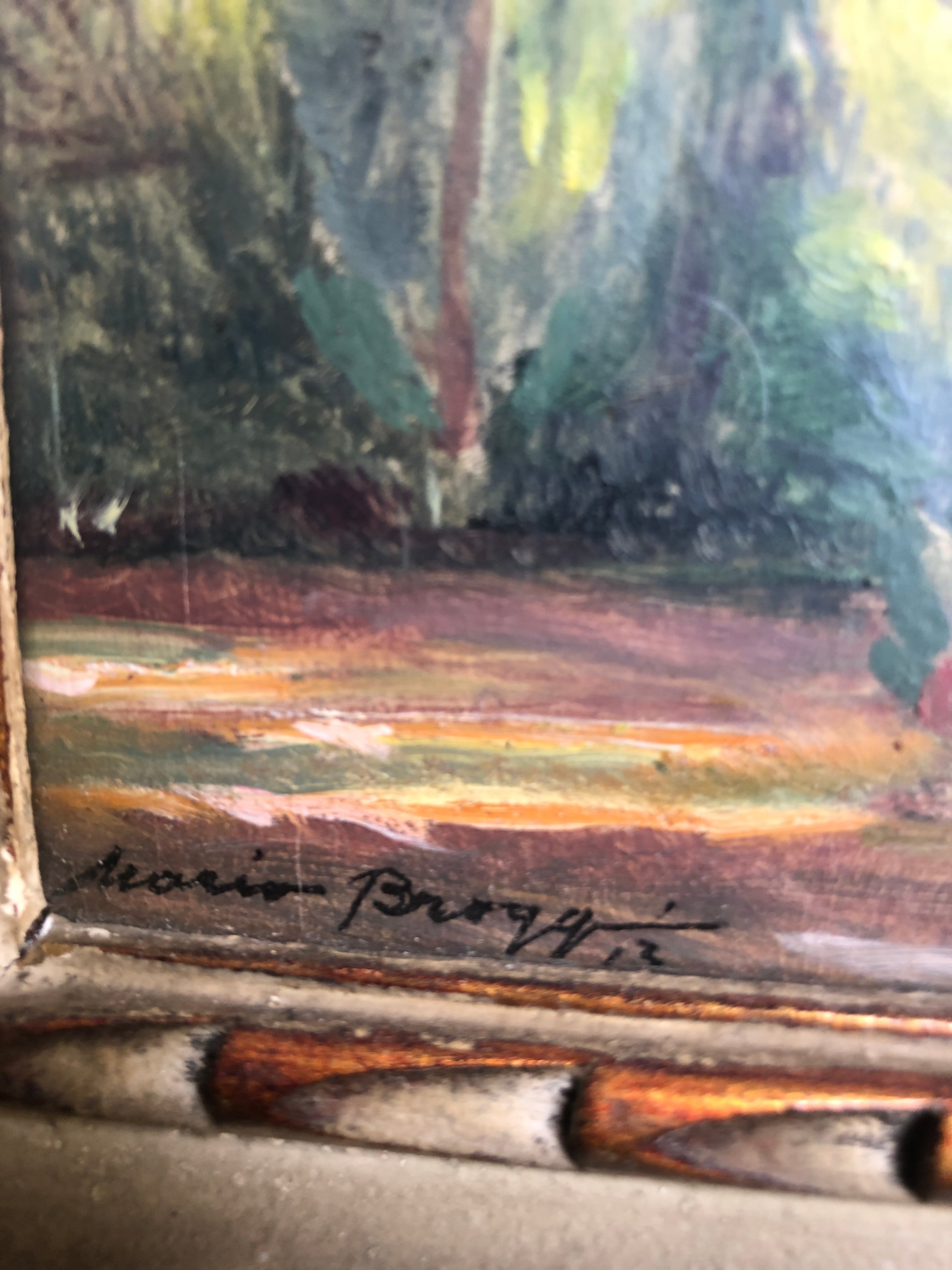 Landscape oil painting on canvas by Mario Broggi, 1950s