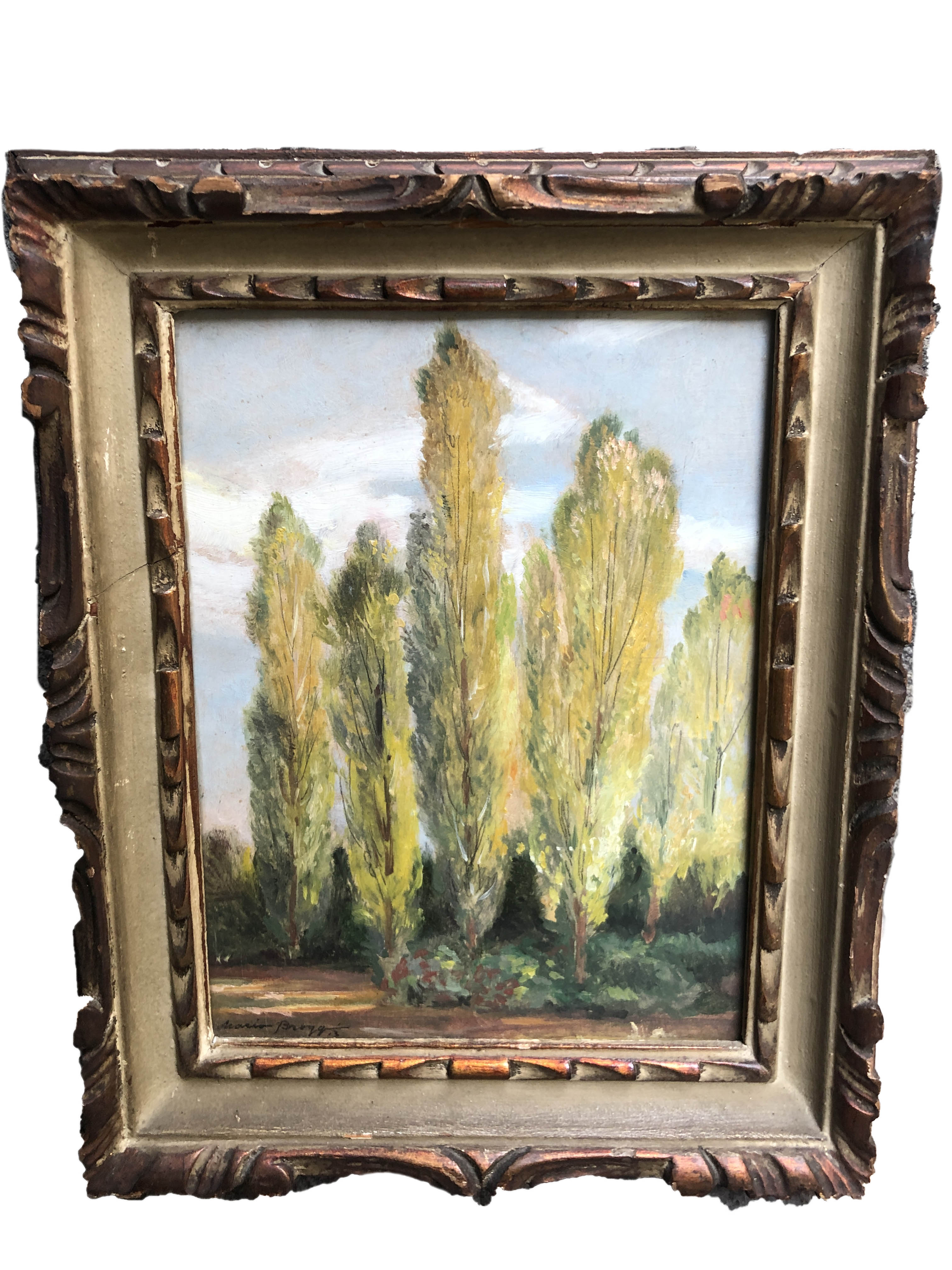 Landscape oil painting on canvas by Mario Broggi, 1950s