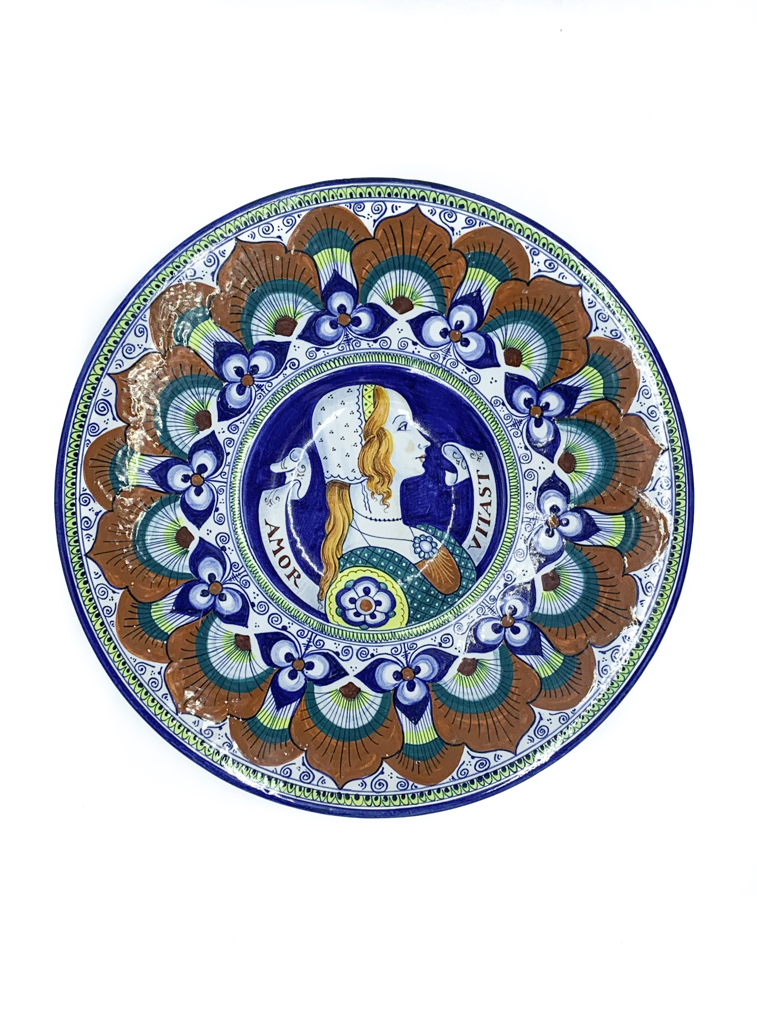 Pair of Amor Vitast Ceramic Plates from Faenza