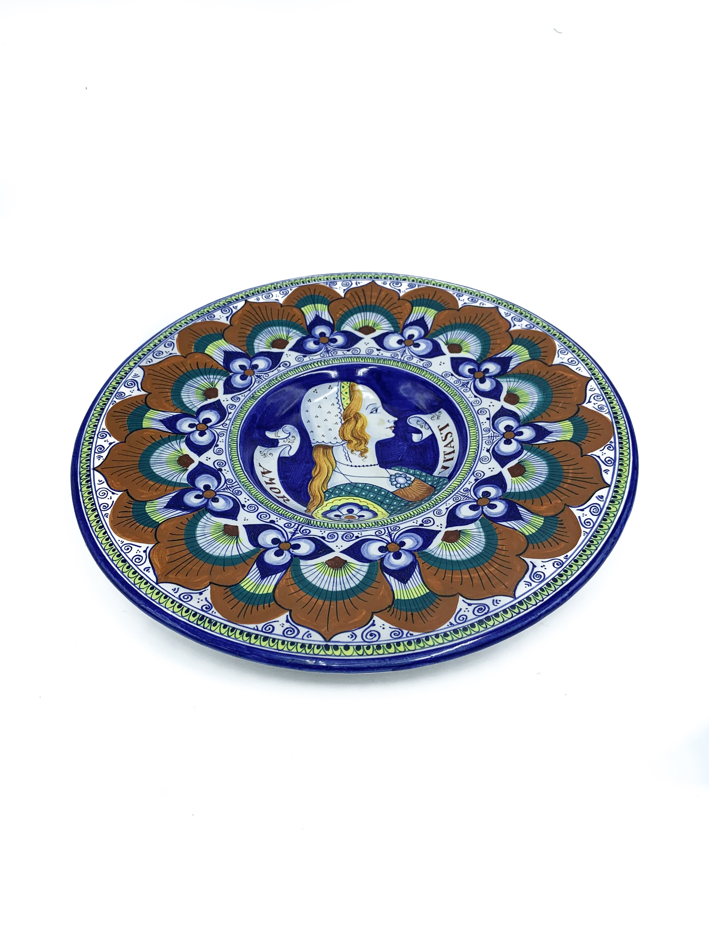 Pair of Amor Vitast Ceramic Plates from Faenza