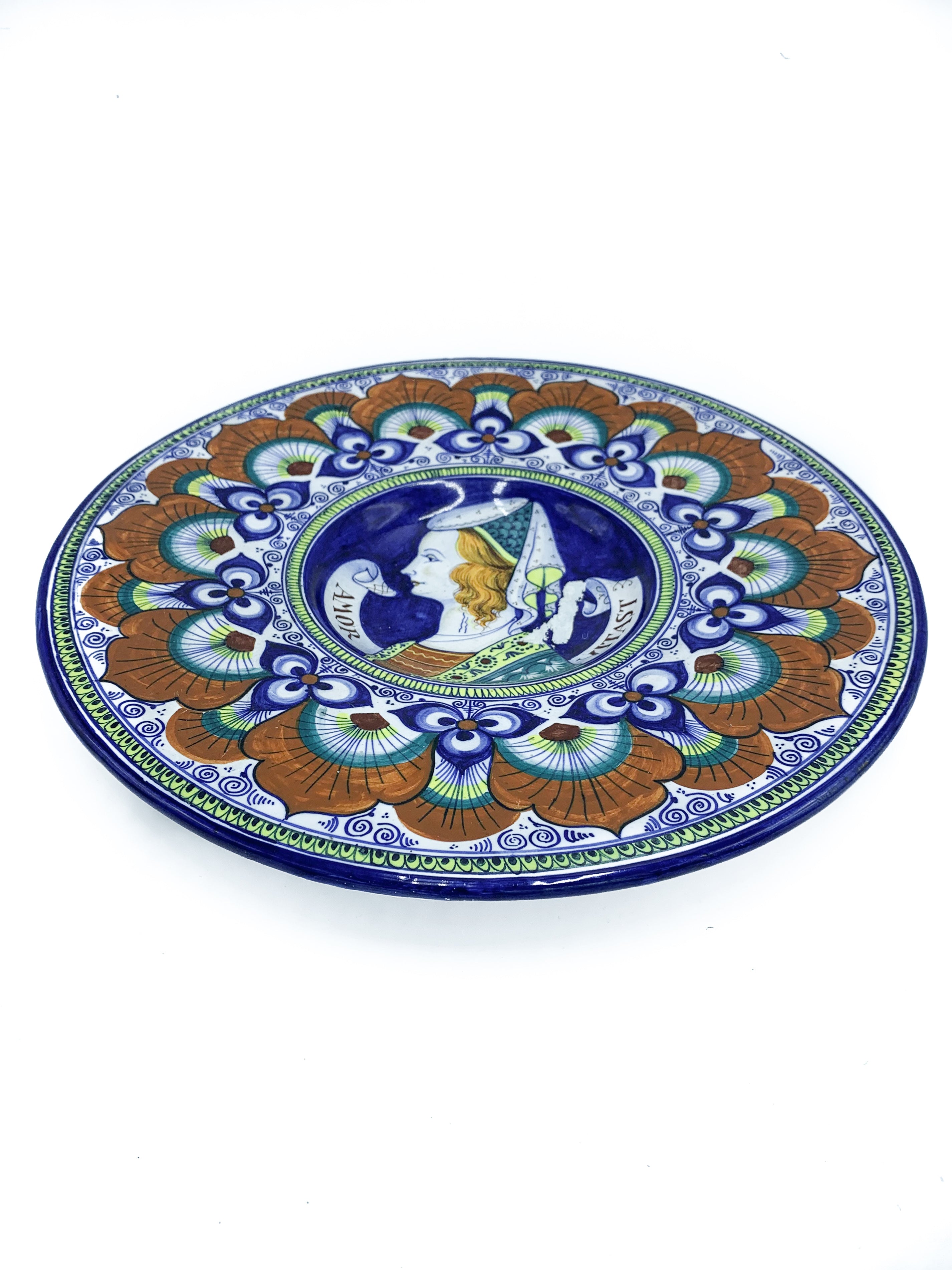 Pair of Amor Vitast Ceramic Plates from Faenza