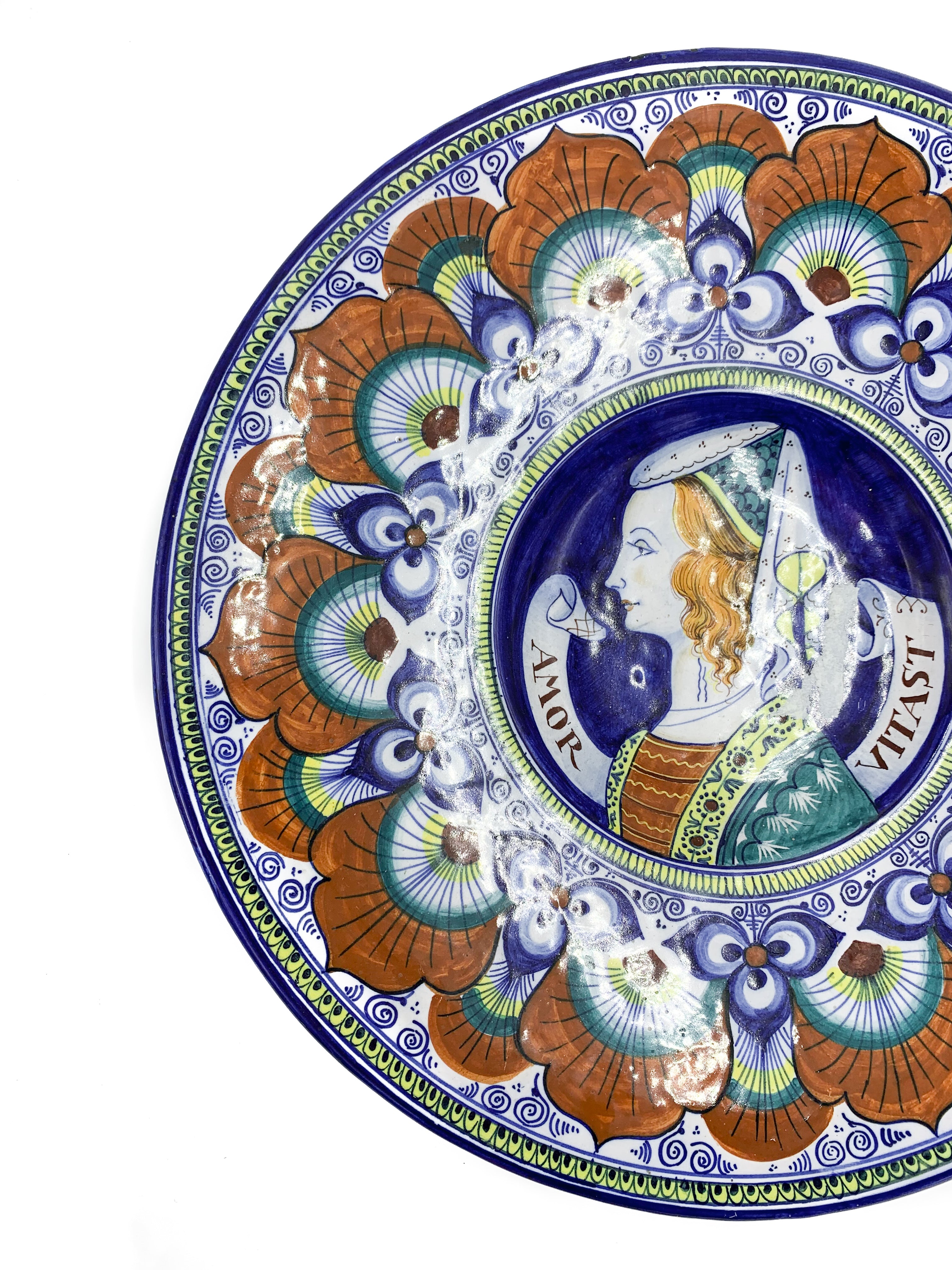 Pair of Amor Vitast Ceramic Plates from Faenza
