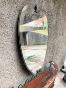 Console il Legno e Vetro con Specchio Lavorato ad Acido Anni 50