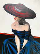 Dipinto di Modella Olio su Tela Anni 90