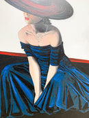 Dipinto di Modella Olio su Tela Anni 90