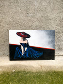 Dipinto di Modella Olio su Tela Anni 90