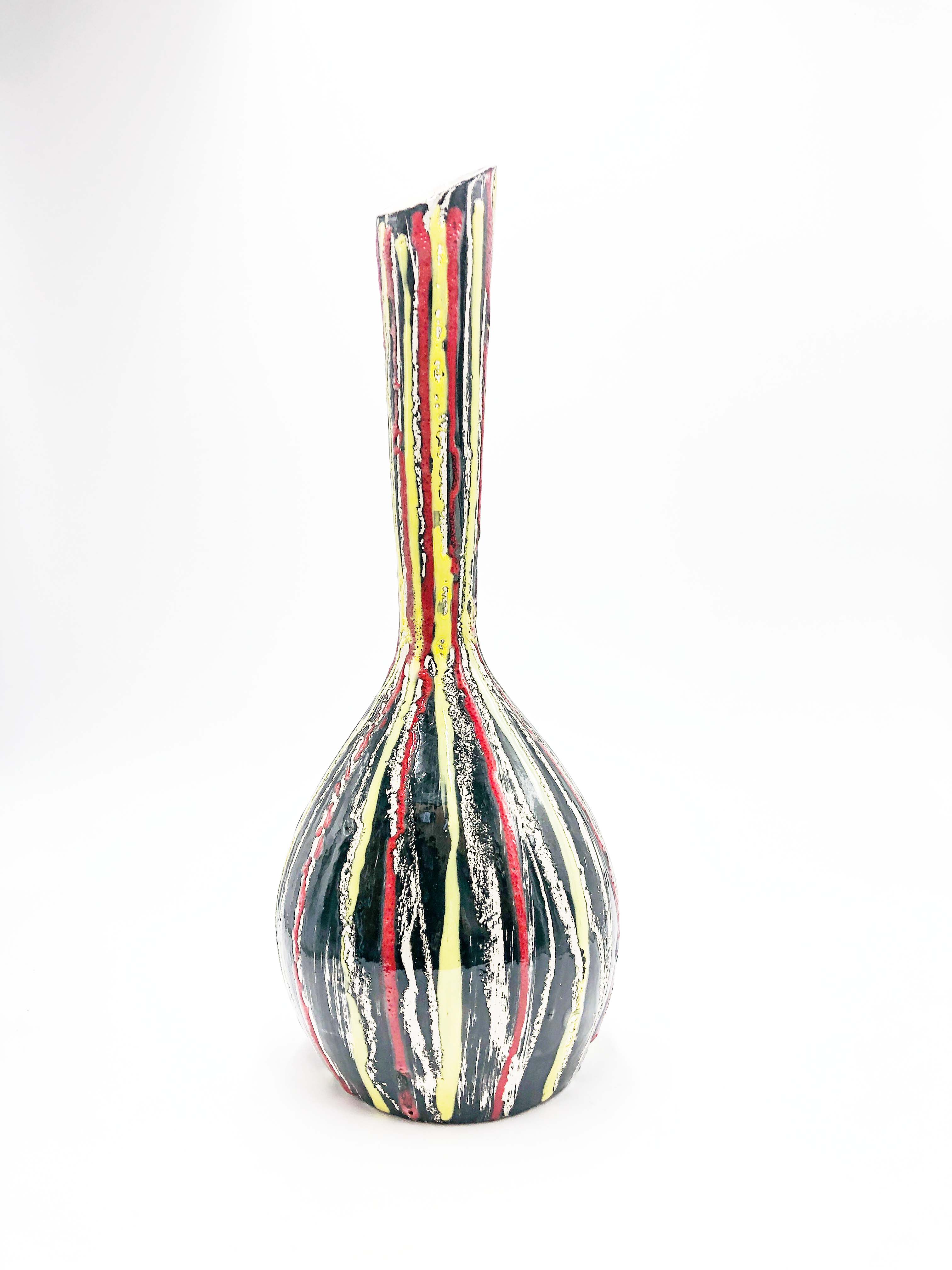 Vaso Striato in Ceramica di Origine Veneta, anni '60