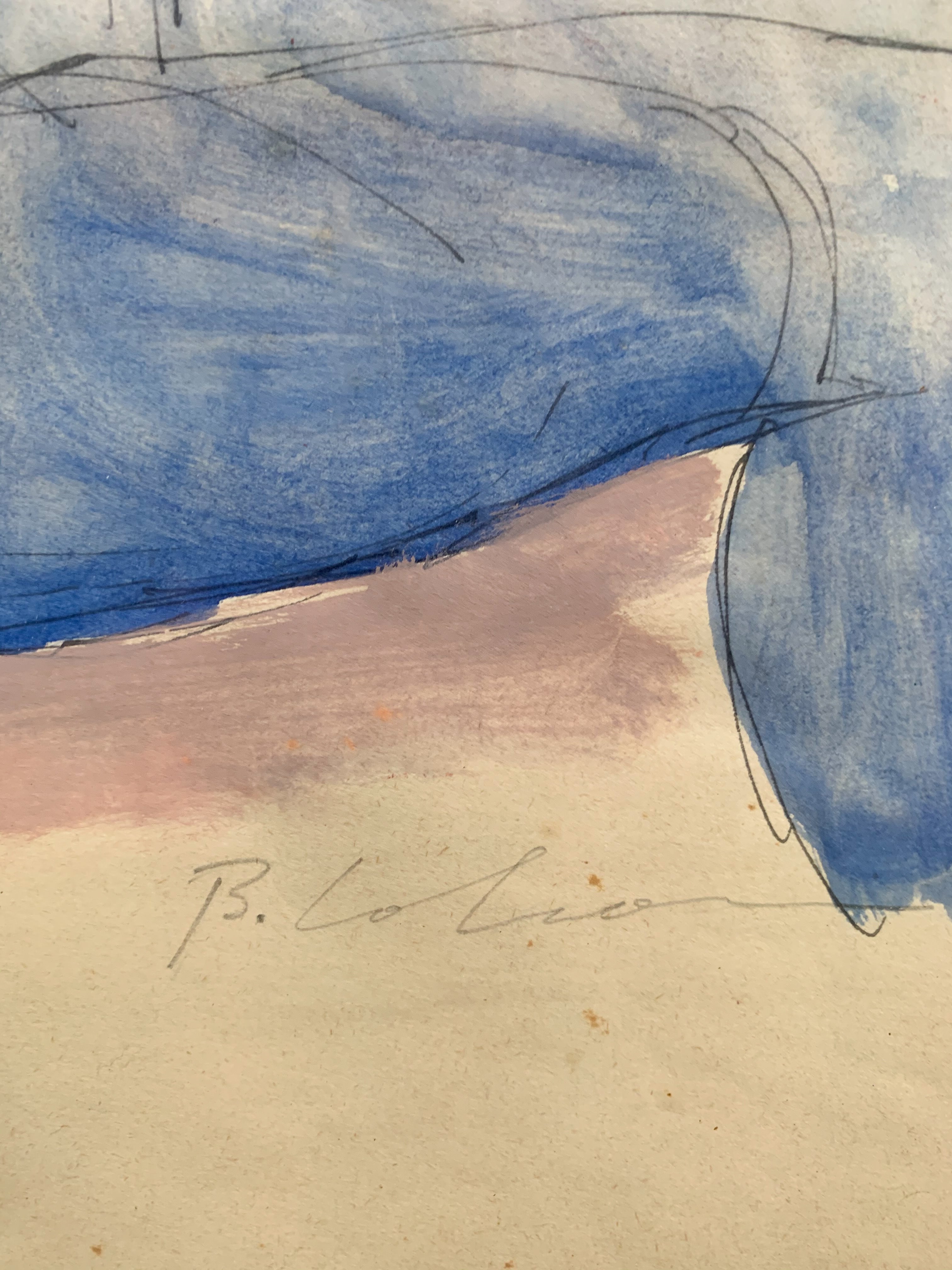 Watercolor of a nude woman from the 1980s