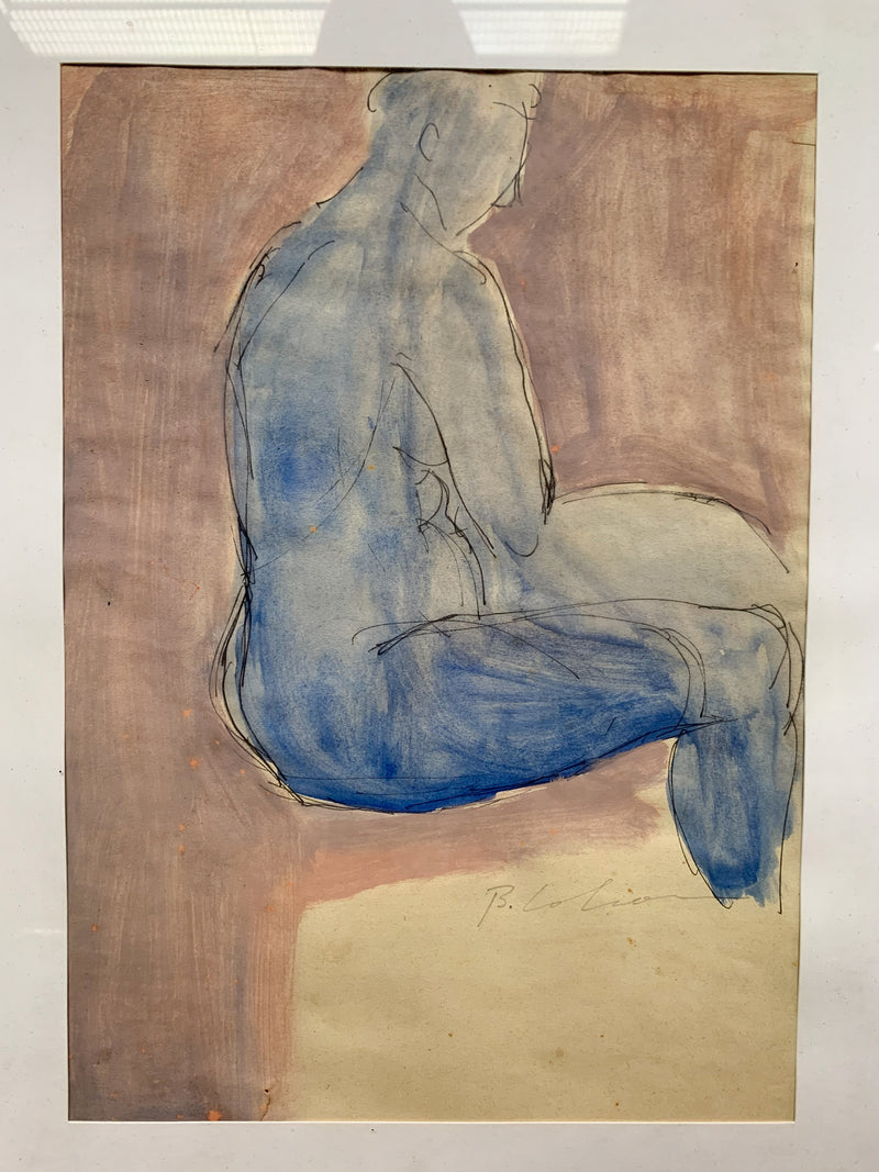 Watercolor of a nude woman from the 1980s