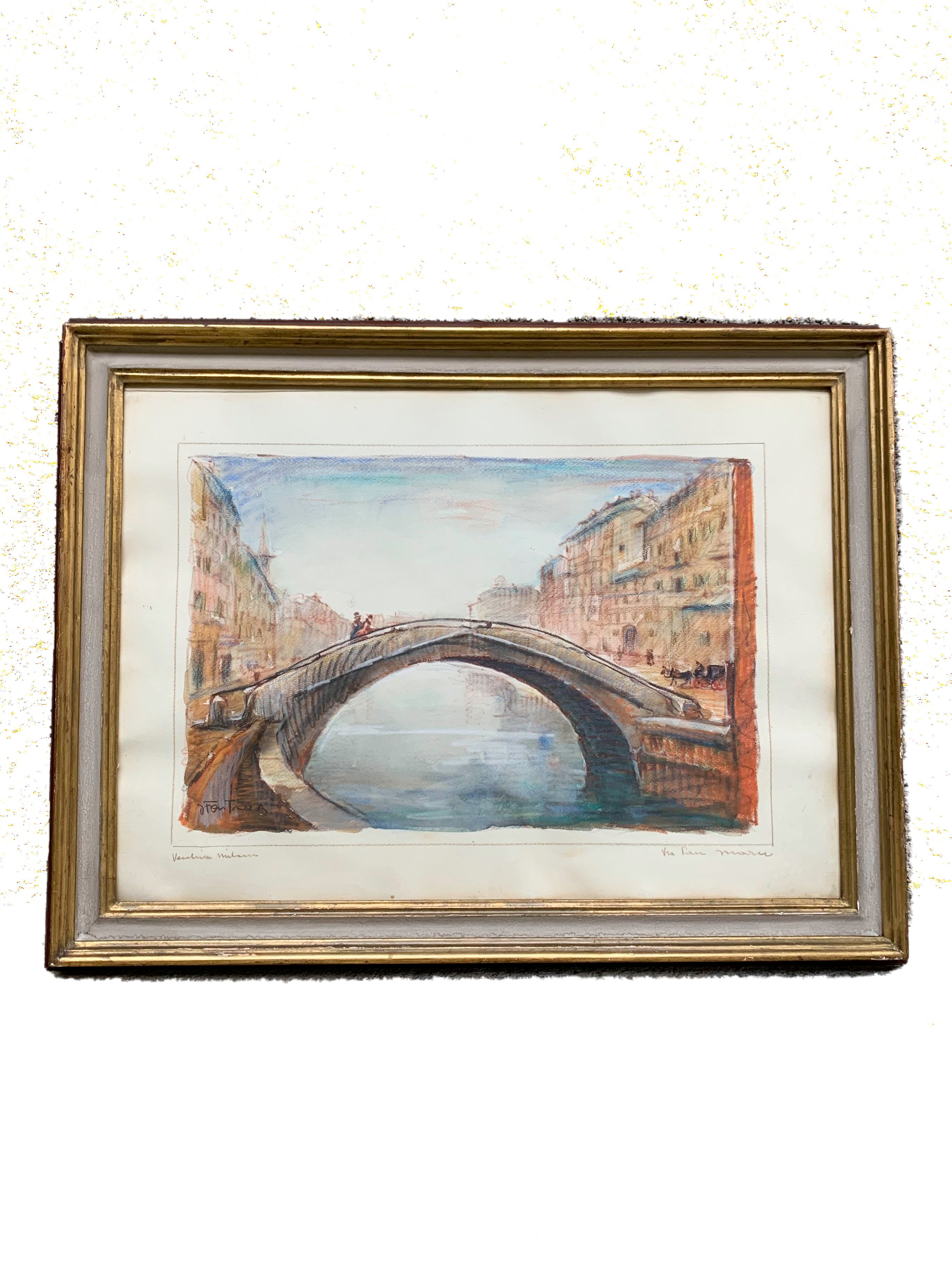 Watercolor painting by Daniele Fontana from the 1950s