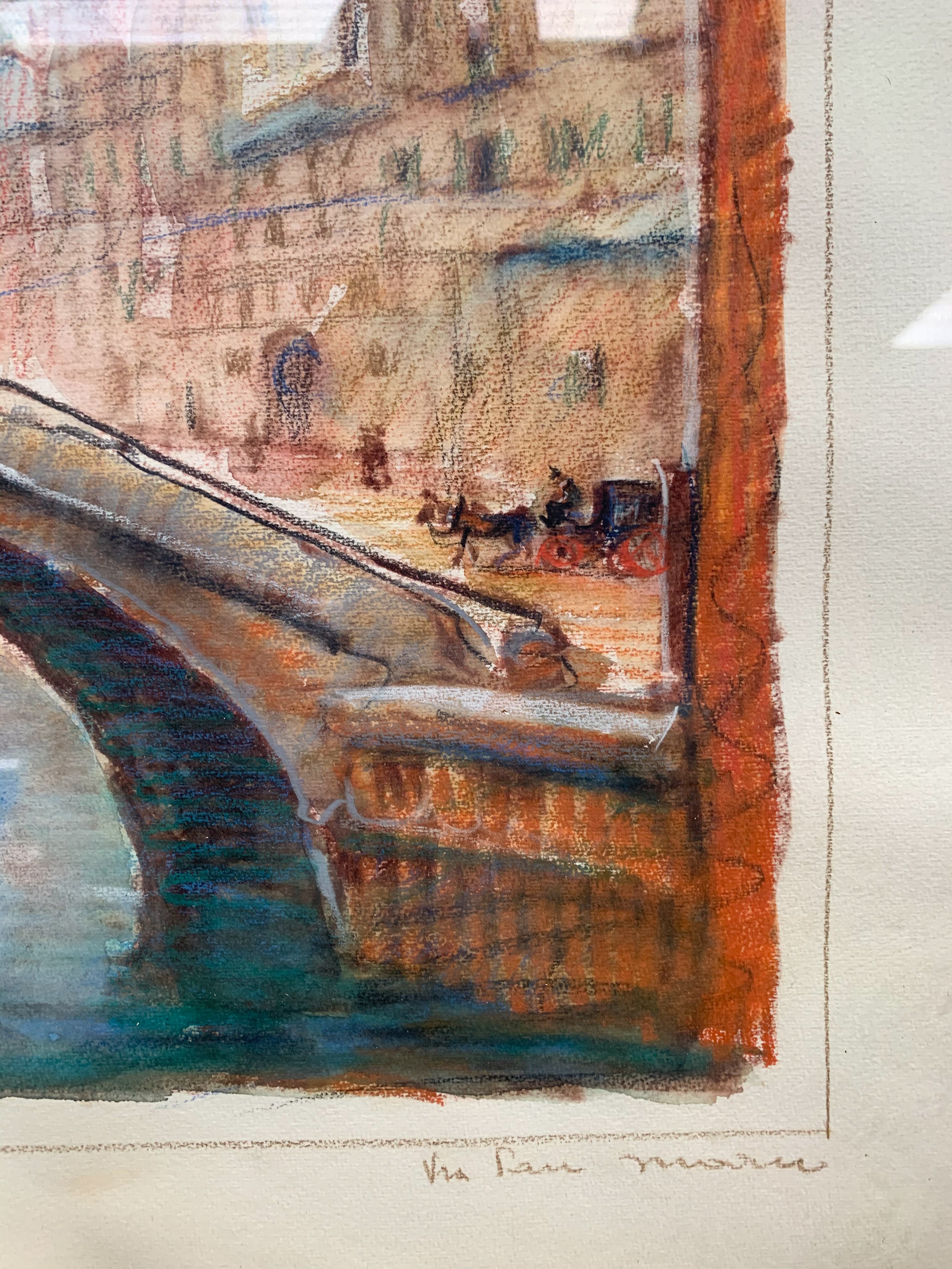 Watercolor painting by Daniele Fontana from the 1950s