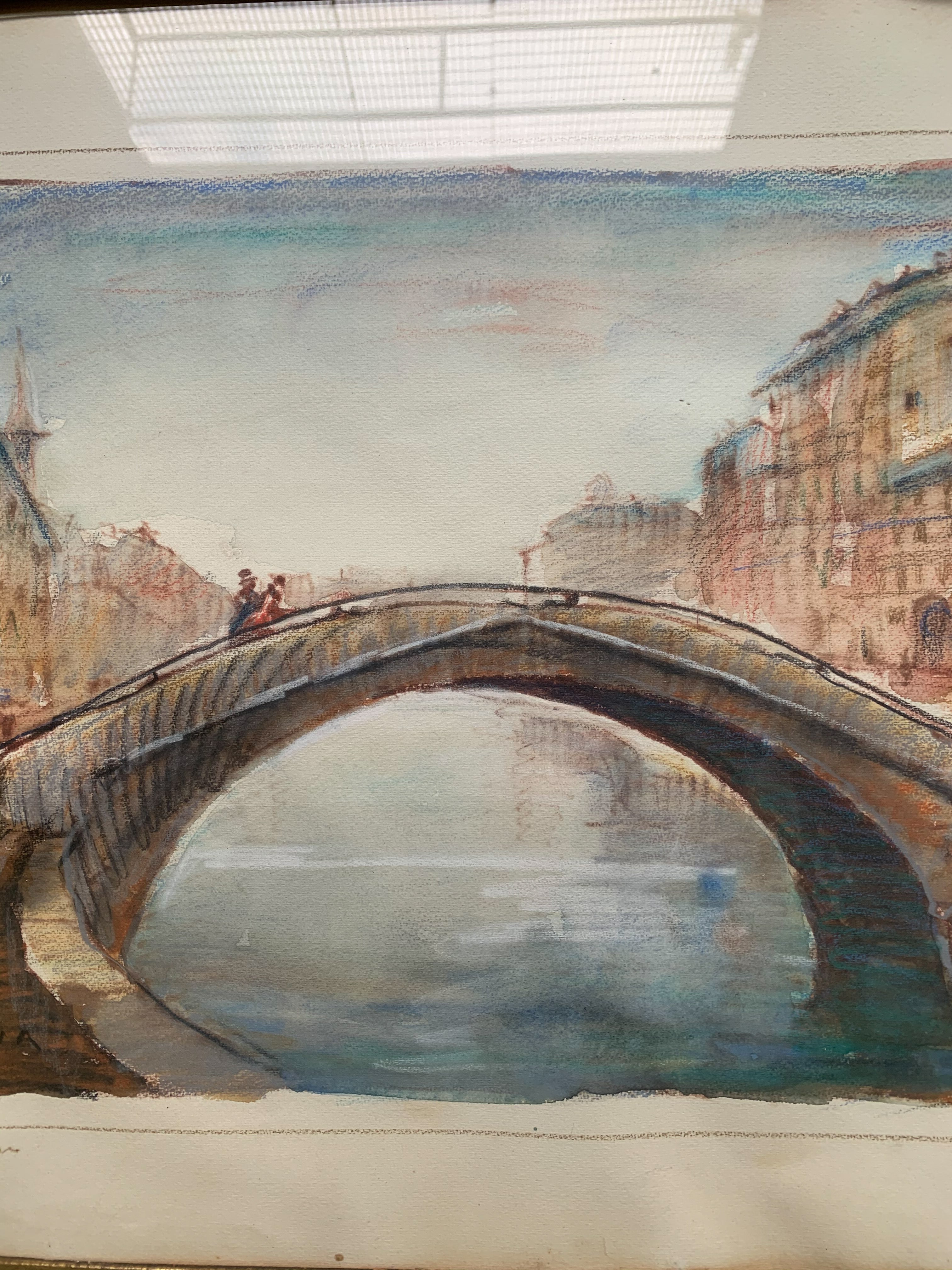 Watercolor painting by Daniele Fontana from the 1950s