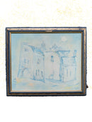 Dipinto Olio su Tela Paesaggio di Case