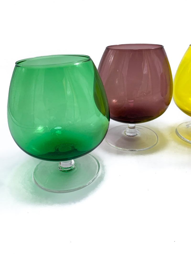 Set of 4 Colored Cognac Glasses