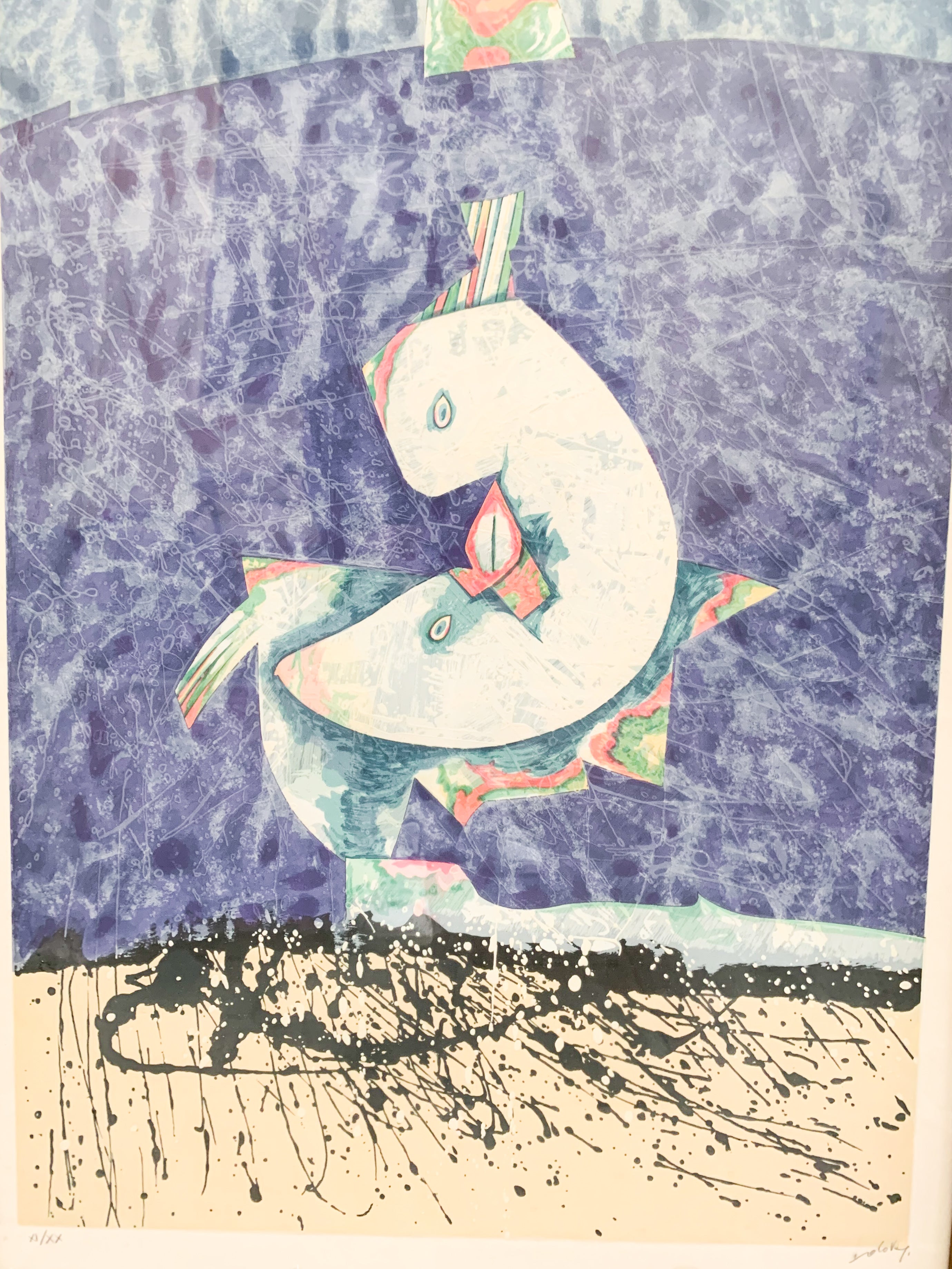 Lithography by Gianni Dova 1960s