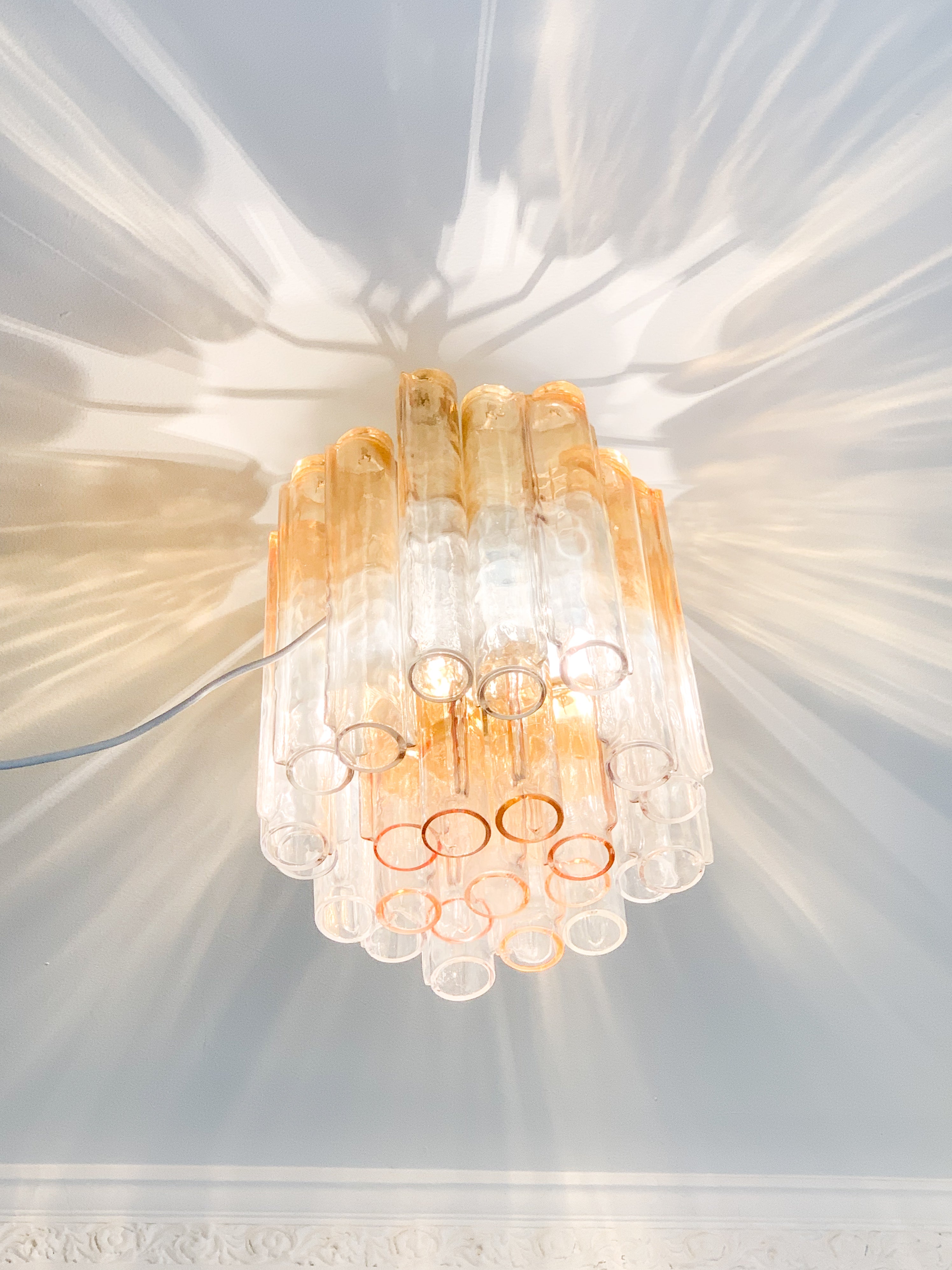 Venini chandelier with two-tone cylinders from the 70s