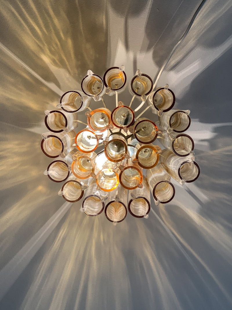 Venini chandelier with two-tone cylinders from the 70s