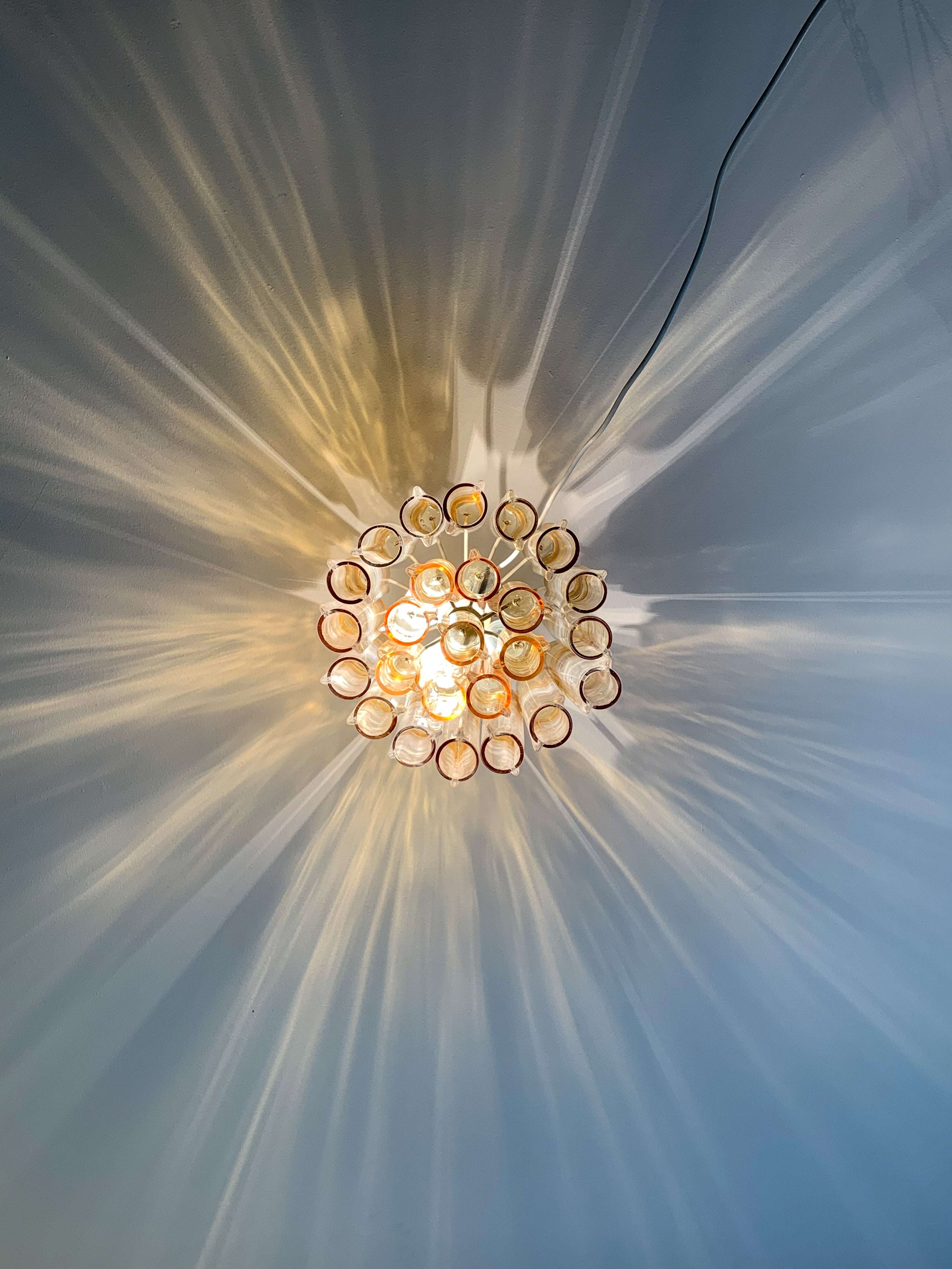 Venini chandelier with two-tone cylinders from the 70s