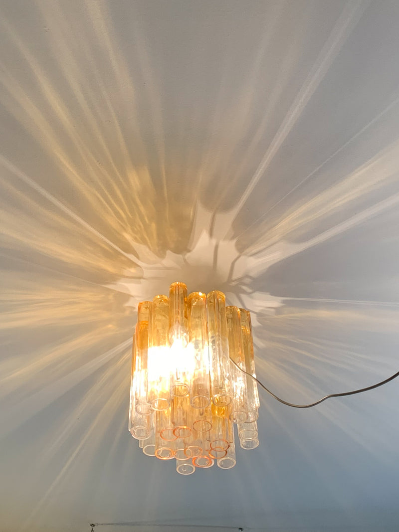 Venini chandelier with two-tone cylinders from the 70s