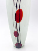 Vaso in Vetro di Murano Bianco con Decorazioni Rosse e Nere Anni 70