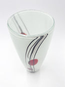 Vaso in Vetro di Murano Bianco con Decorazioni Rosse e Nere Anni 70