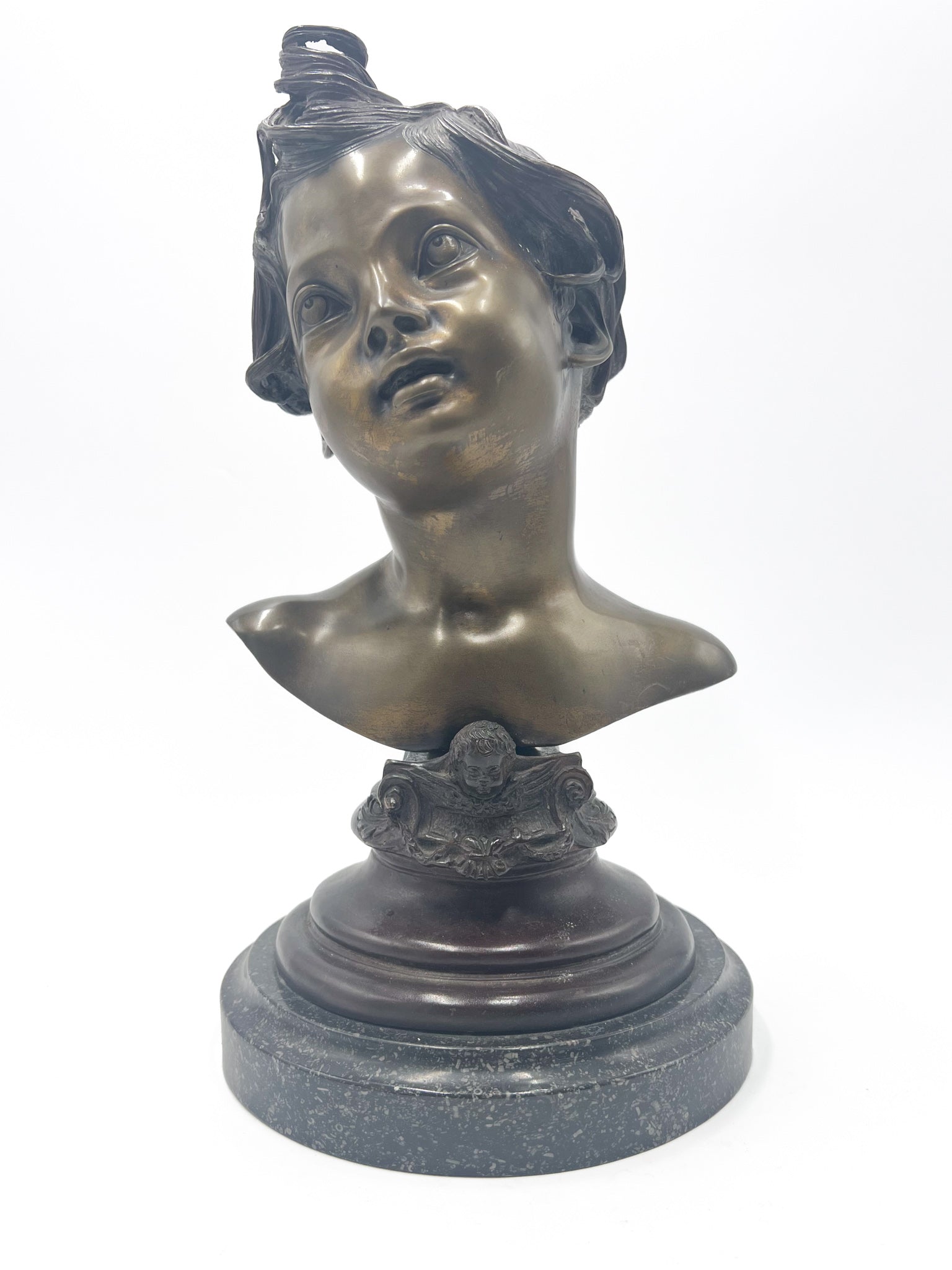 Scultura di Busto di Bambino in Bronzo realizzato da Gemito Anni 50