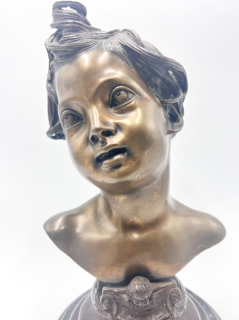 Child Bust Sculpture in Bronze made by Gemito Years 50