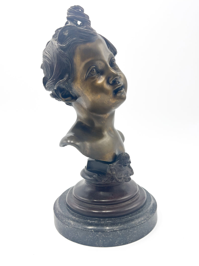 Child Bust Sculpture in Bronze made by Gemito Years 50