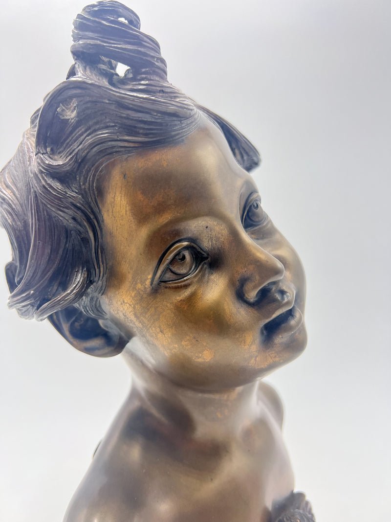 Scultura di Busto di Bambino in Bronzo realizzato da Gemito Anni 50