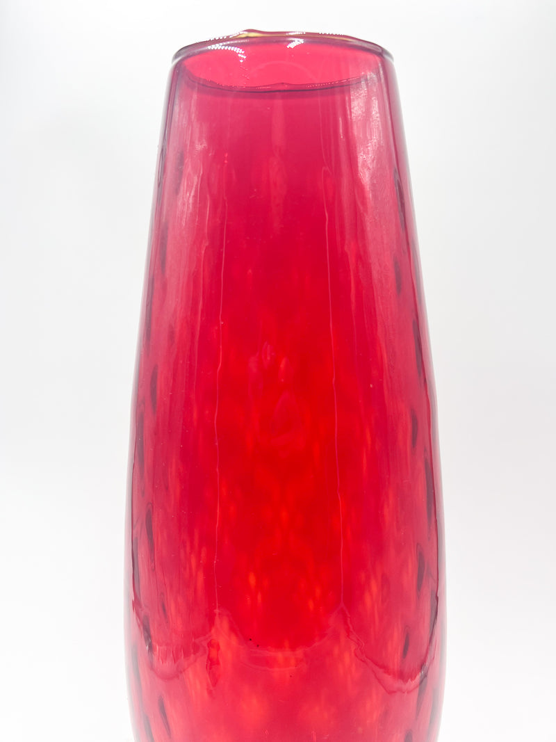 Cup vase in red Murano glass from the 80s
