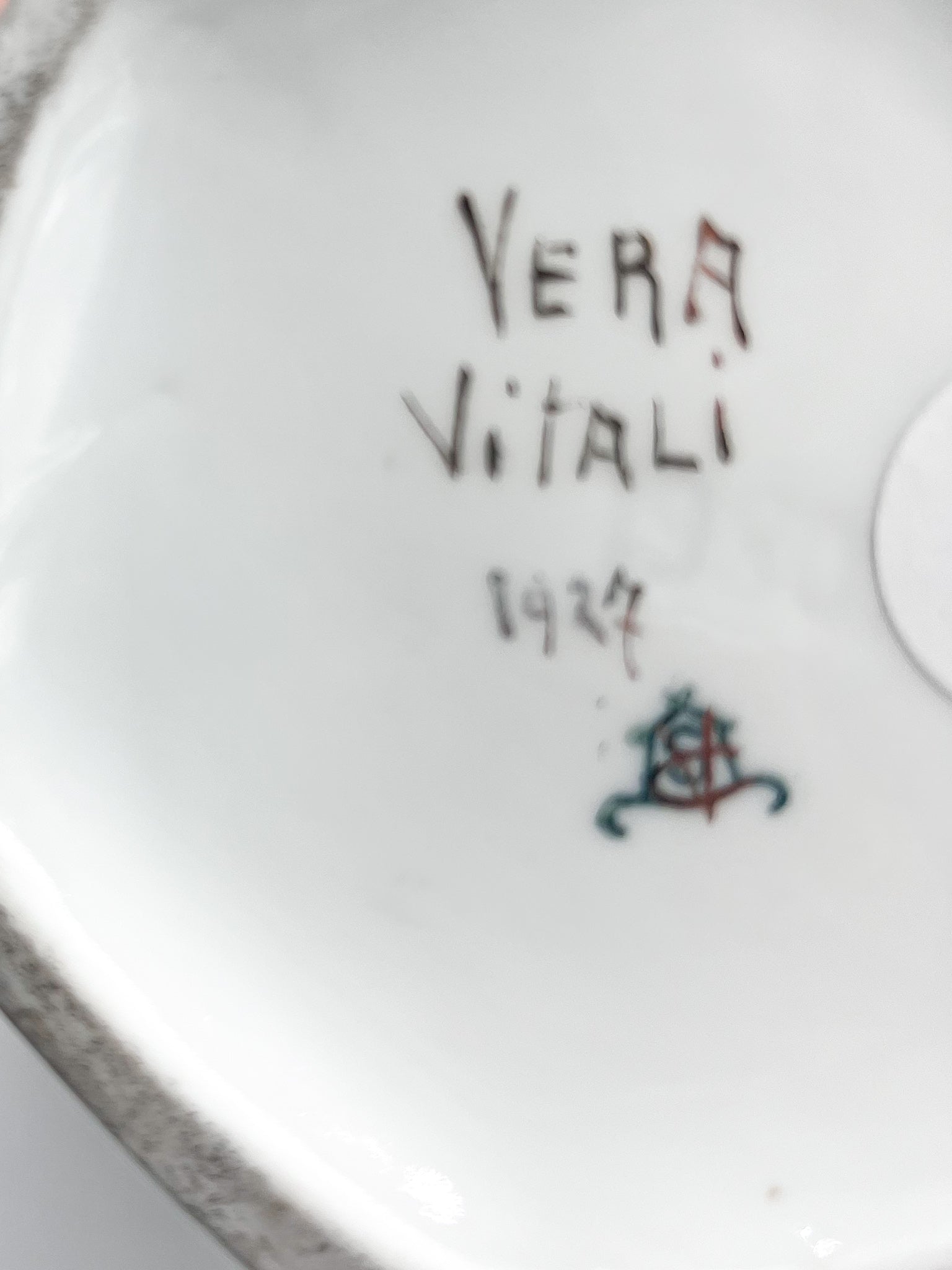Vaso Liberty in Ceramica Dipinto a Mano di Vera Vitali del 1927
