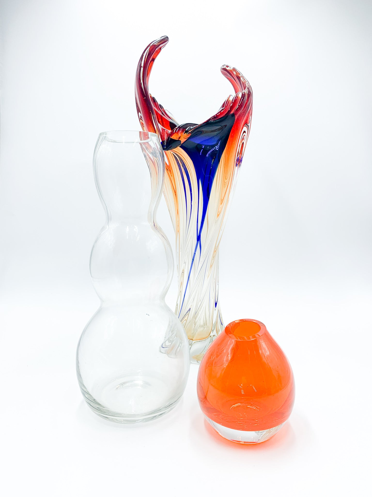 Vaso in Vetro Trasparente a Bolle Anni 80