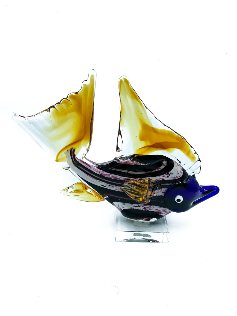 Pesce Viola in Vetro di Murano Anni 80