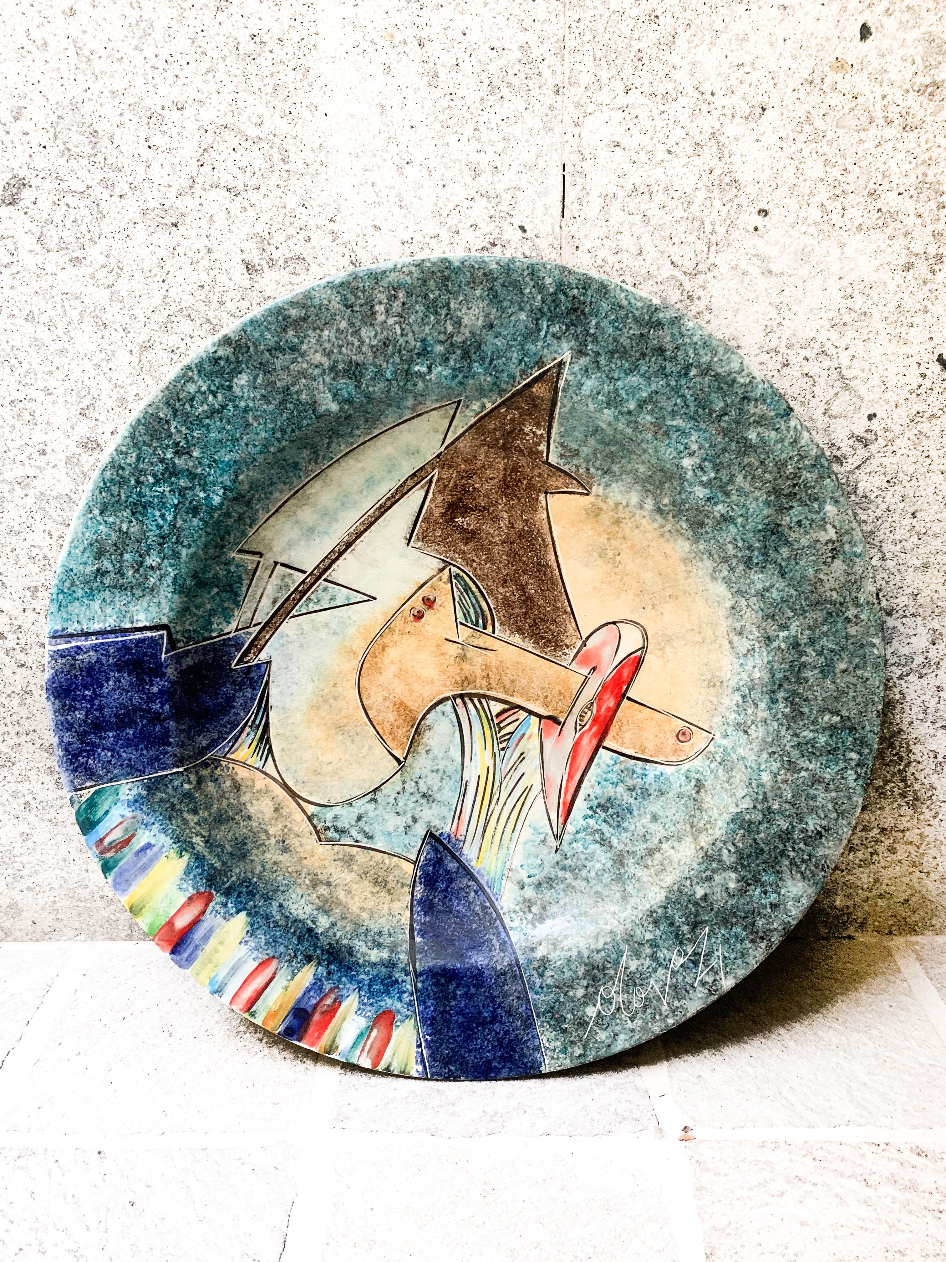 Ceramic plate by Gianni Dova from the 1970s