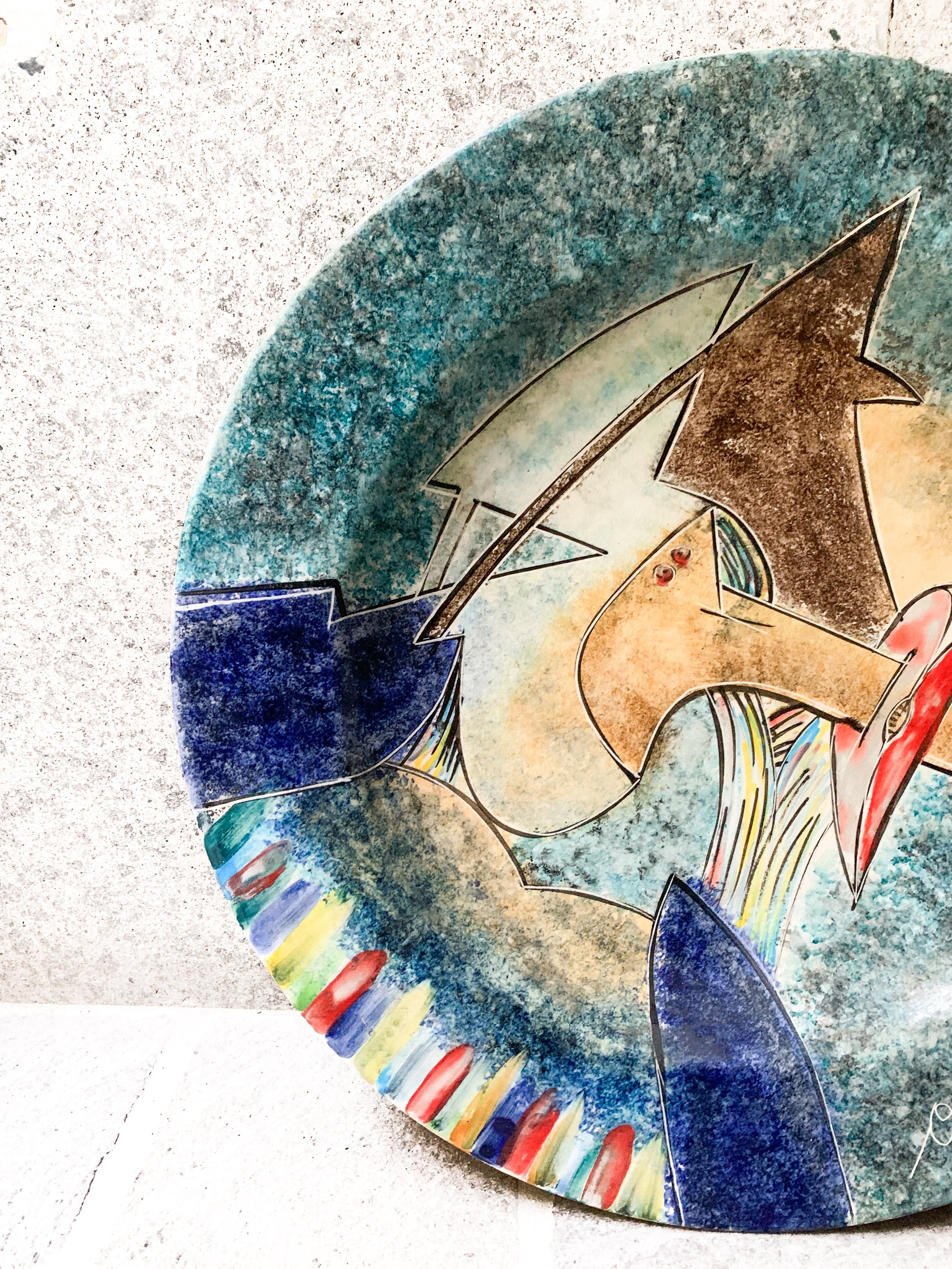 Ceramic plate by Gianni Dova from the 1970s