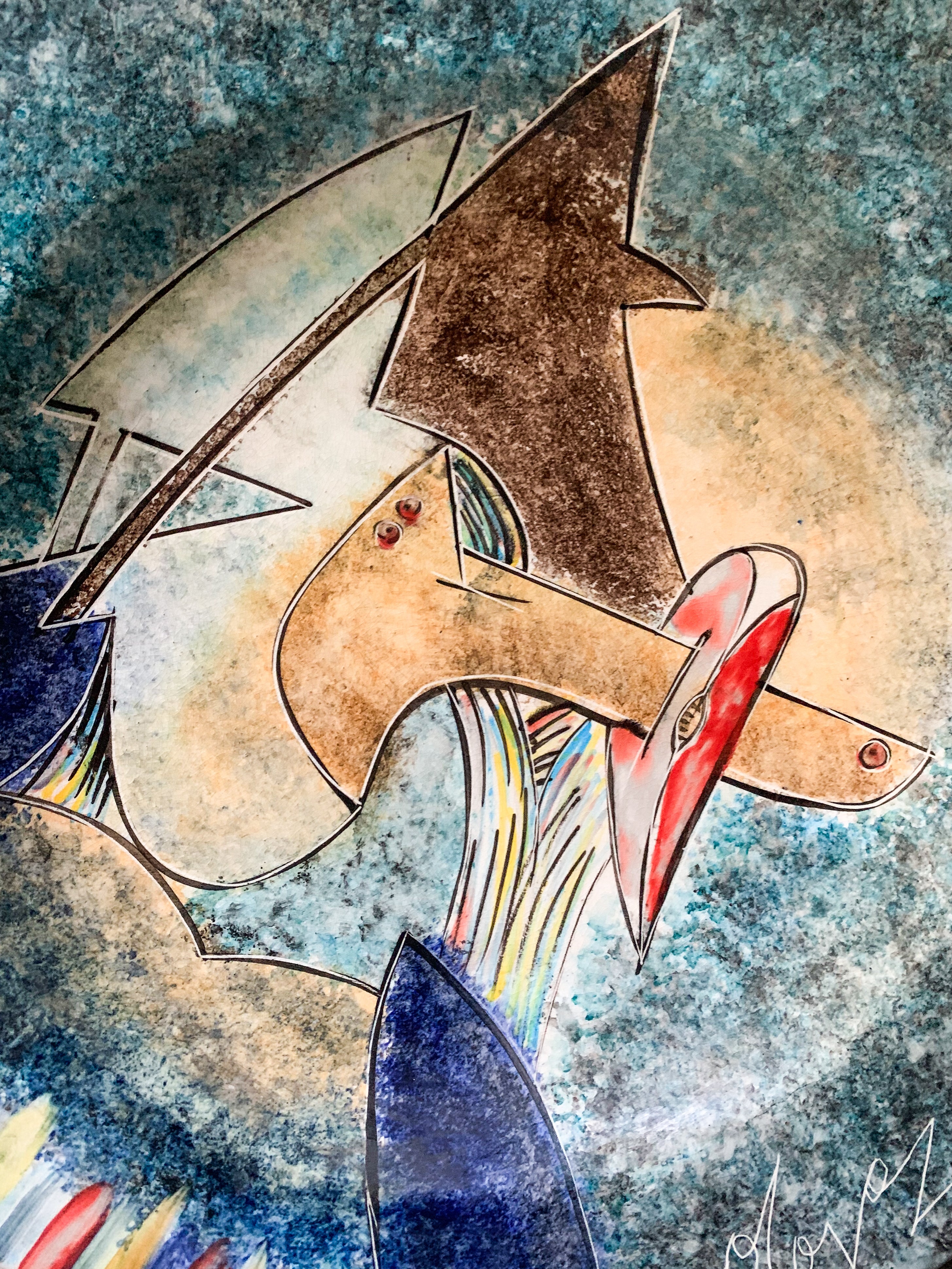 Ceramic plate by Gianni Dova from the 1970s